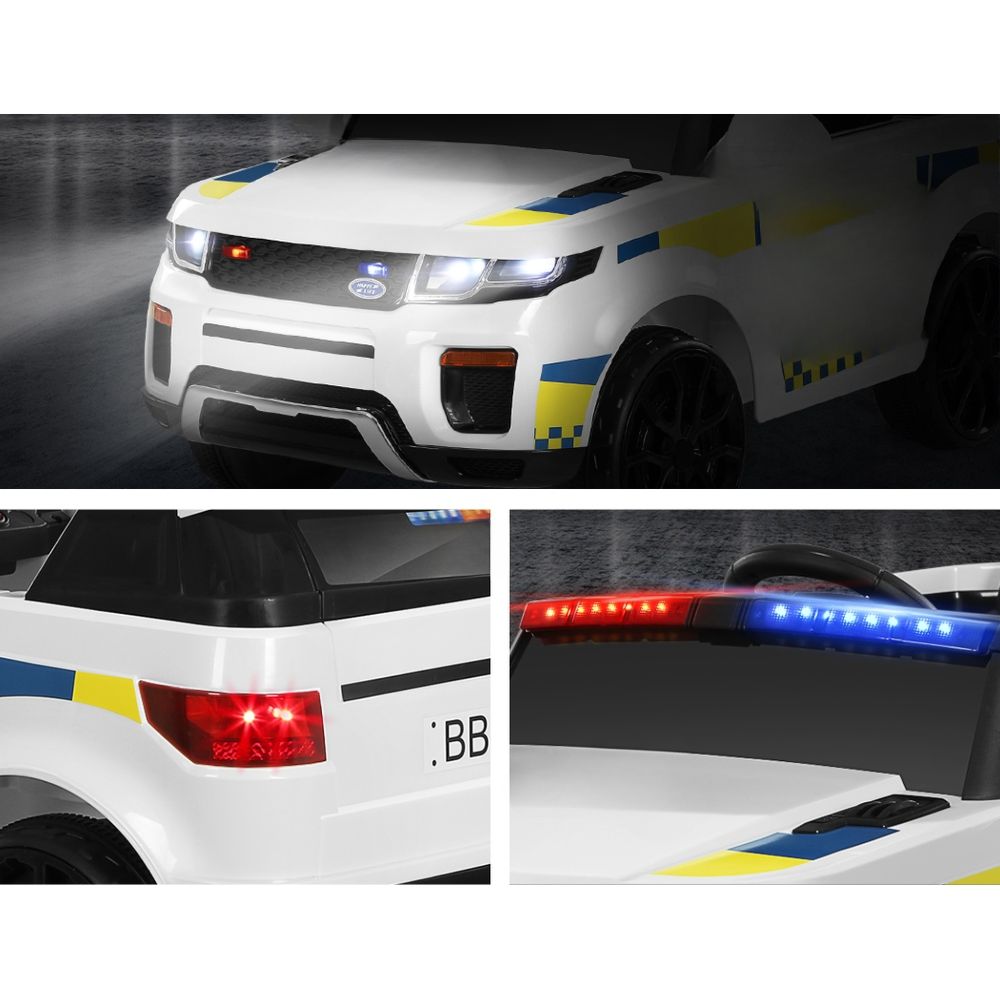 Kids Ride On Car Electric Patrol Police Toy Cars Remote Control 12V White