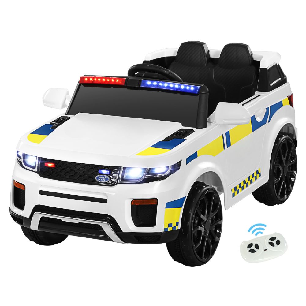 Kids Ride On Car Electric Patrol Police Toy Cars Remote Control 12V White