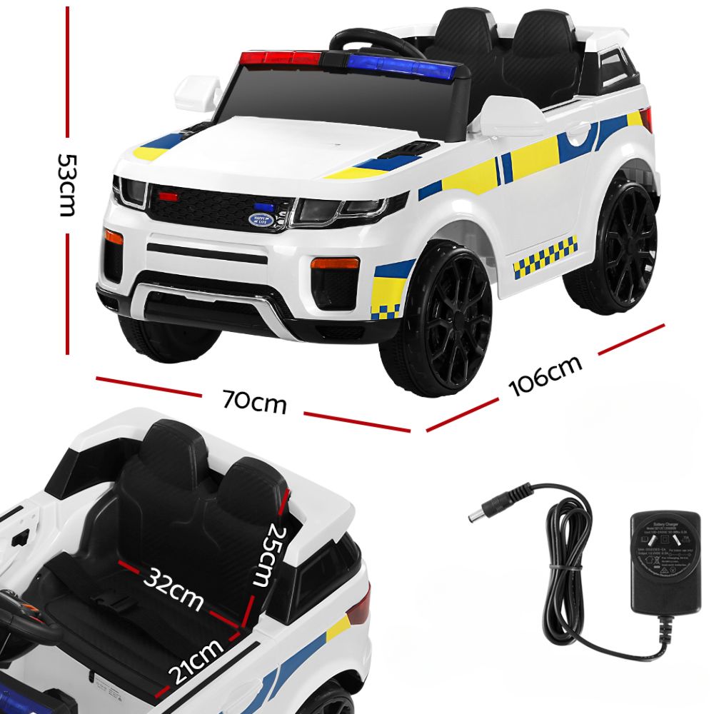 Kids Ride On Car Electric Patrol Police Toy Cars Remote Control 12V White