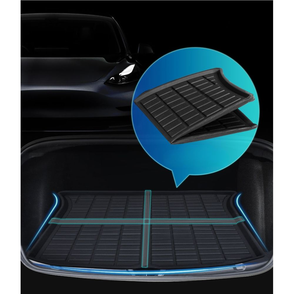 3PCS Car Rear Front Cargo Trunk Toolbox Luggage Rubber Mats for Tesla Model Y 2021-2022