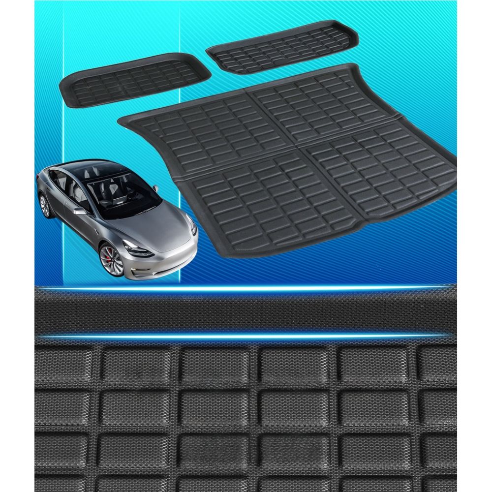 3PCS Car Rear Front Cargo Trunk Toolbox Luggage Rubber Mats for Tesla Model Y 2021-2022