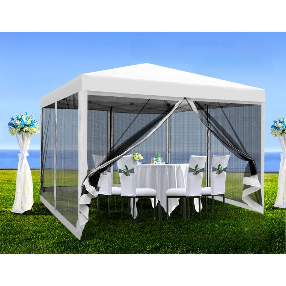 Pop Up Wedding Side Mesh Wall Outdoor Gazebo White - 3x3m
