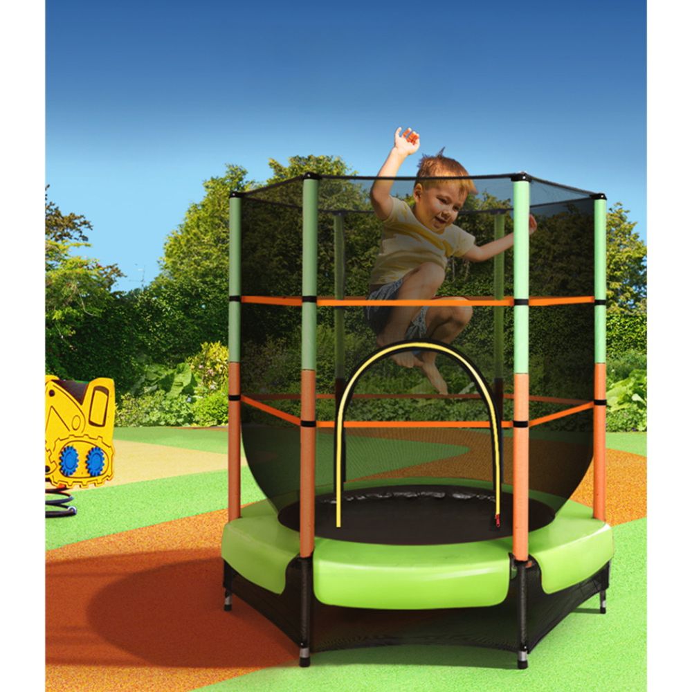 Trampoline Kids Trampolines Cover Safety Net Pad Ladder Gift Green - 4.5ft