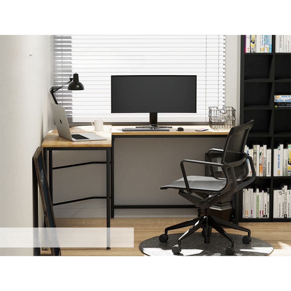Corner Computer Desk L-Shaped Student Home Office Study Table Oak