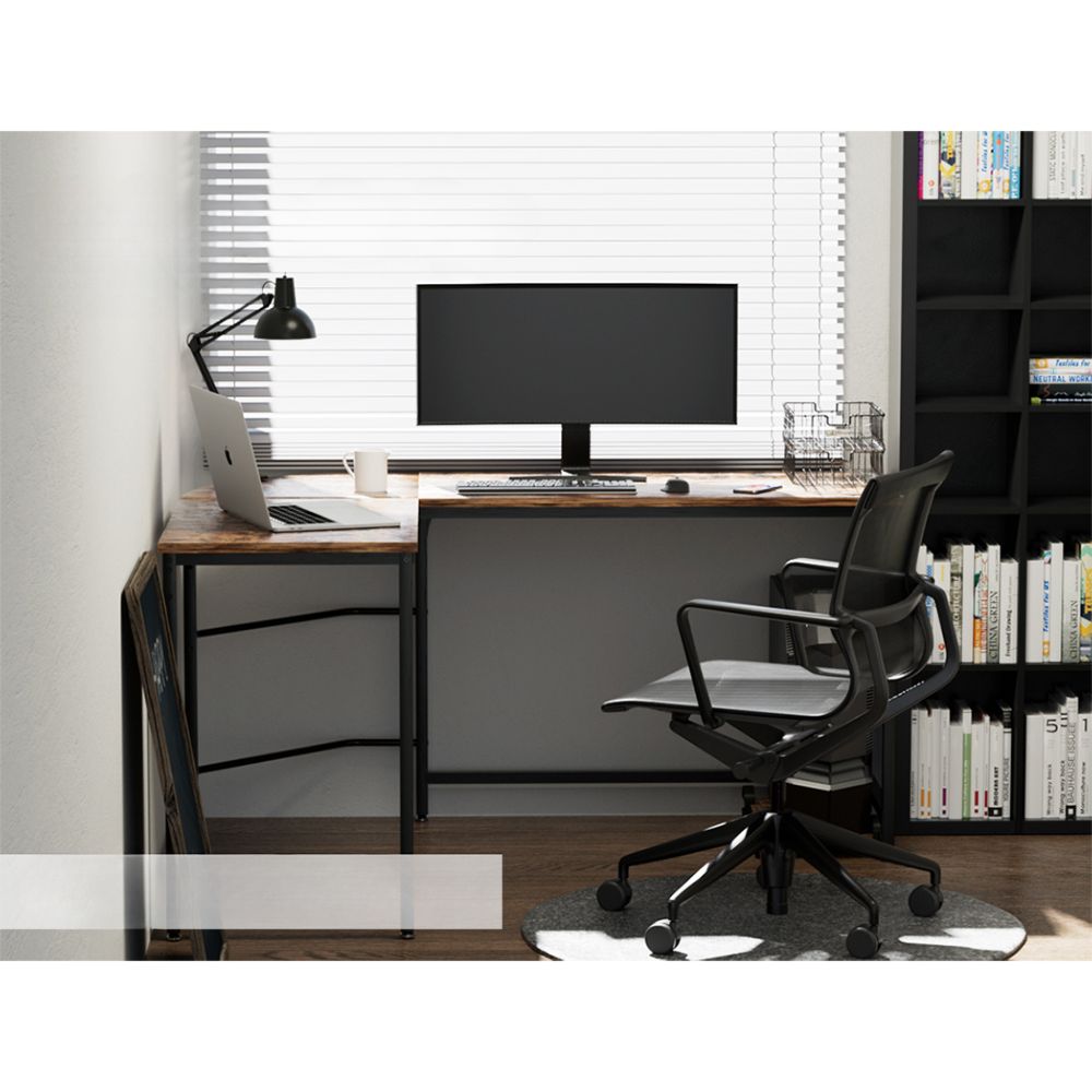 Corner Computer Desk L-Shaped Student Home Office Study Table Brown
