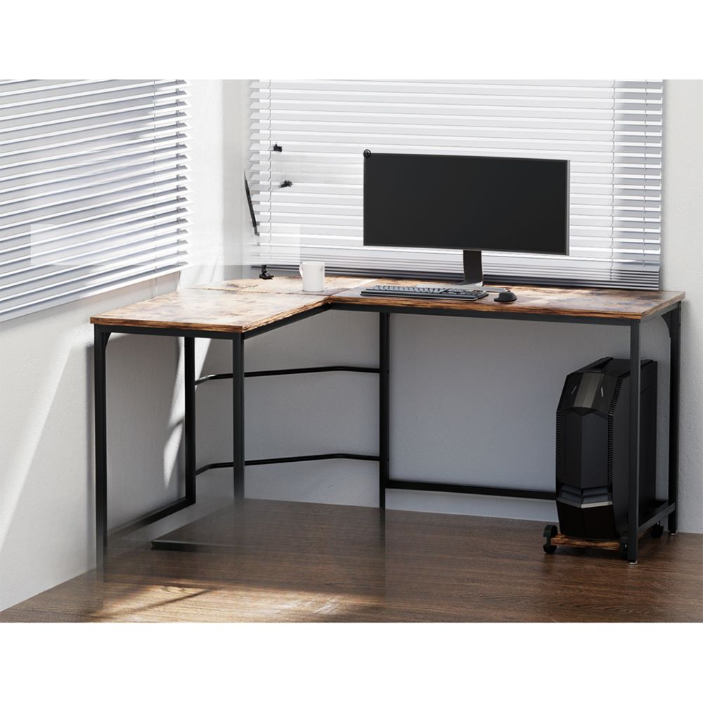Corner Computer Desk L-Shaped Student Home Office Study Table Brown