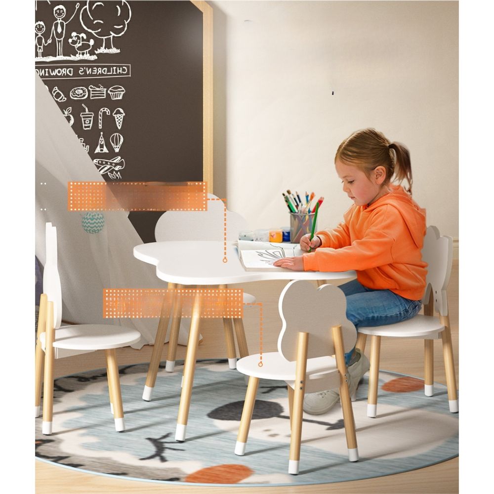 Kids Table Chairs Set Children Activity Study Play Desk - Set of 5