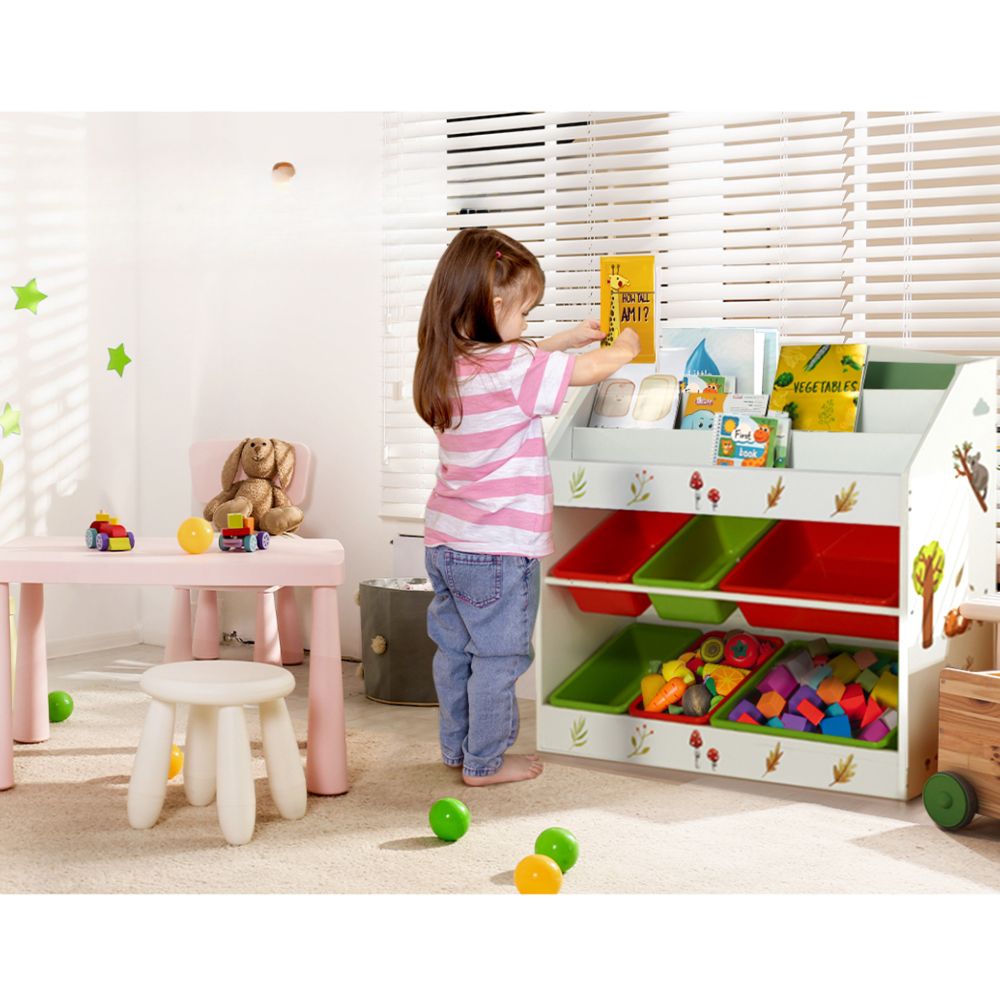 Kids Bookshelf Toy Box Organiser Display Storage Box - 6 Bins