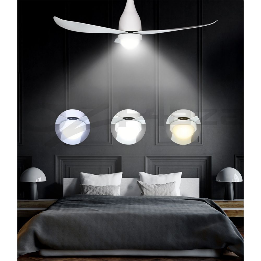 Ceiling Fan DC Motor LED Light Remote Control Ceiling Fans 52'' White