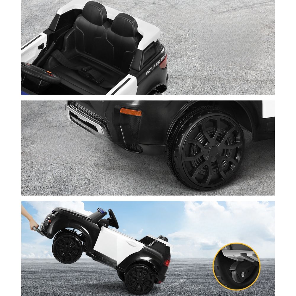 Kids Ride On Car Electric Patrol Police Toy Cars Remote Control 12V Black