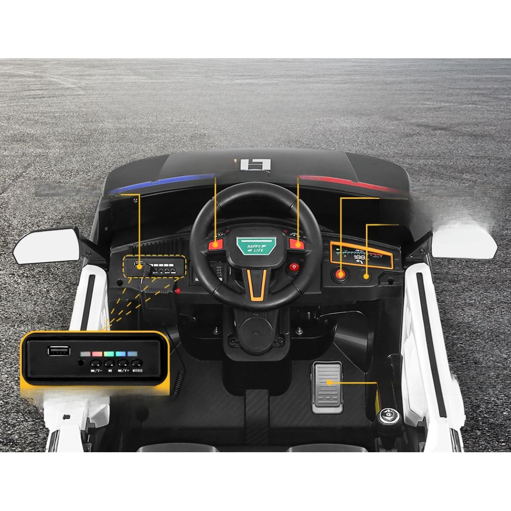 Kids Ride On Car Electric Patrol Police Toy Cars Remote Control 12V Black