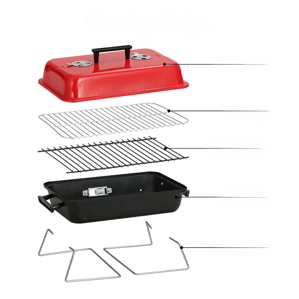 Charcoal BBQ Portable Grill Camping Barbecue Outdoor Cooking Smoker