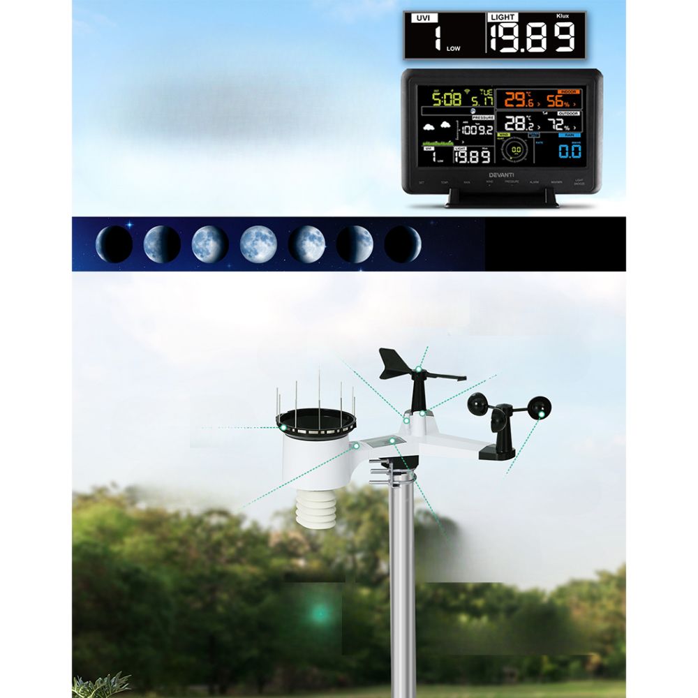 Weather Station Indoor Outdoor Wireless WiFi Professional Solar Sensor