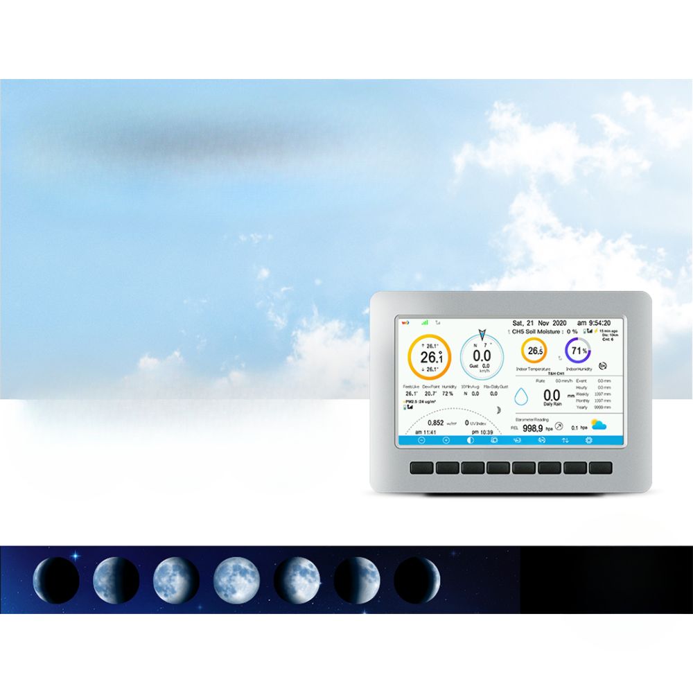 Weather Station Ultrasonic Anemometer Outdoor WiFi Rain Gauge Solar