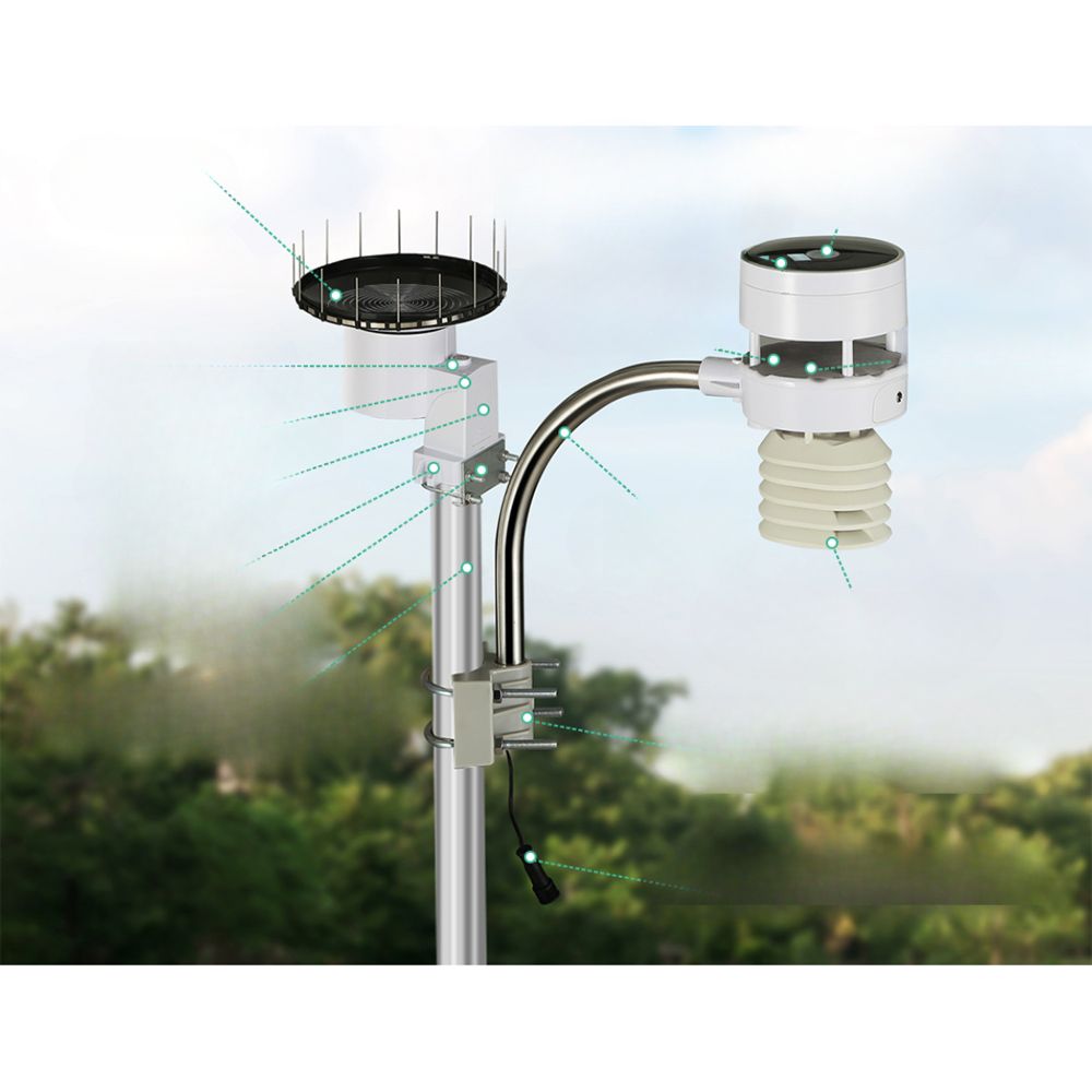 Weather Station Ultrasonic Anemometer Outdoor WiFi Rain Gauge Solar