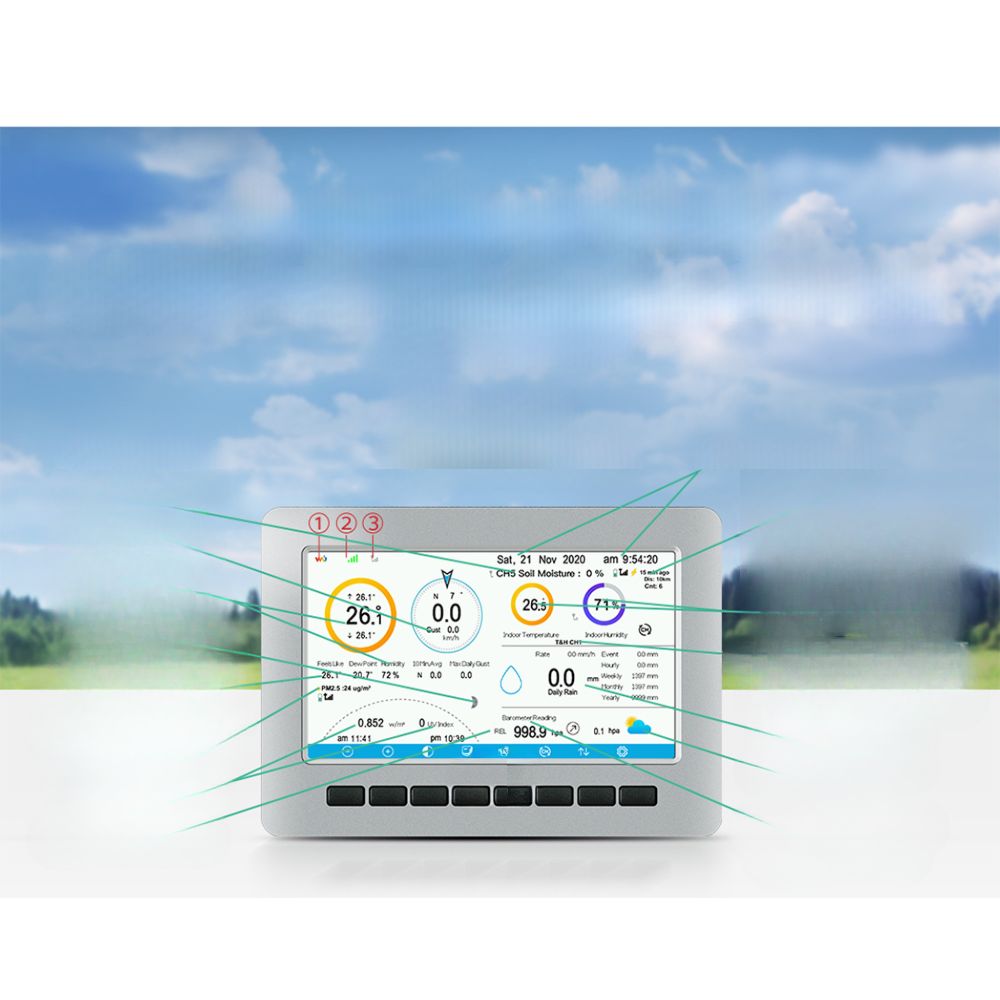 Weather Station Ultrasonic Anemometer Outdoor WiFi Rain Gauge Solar