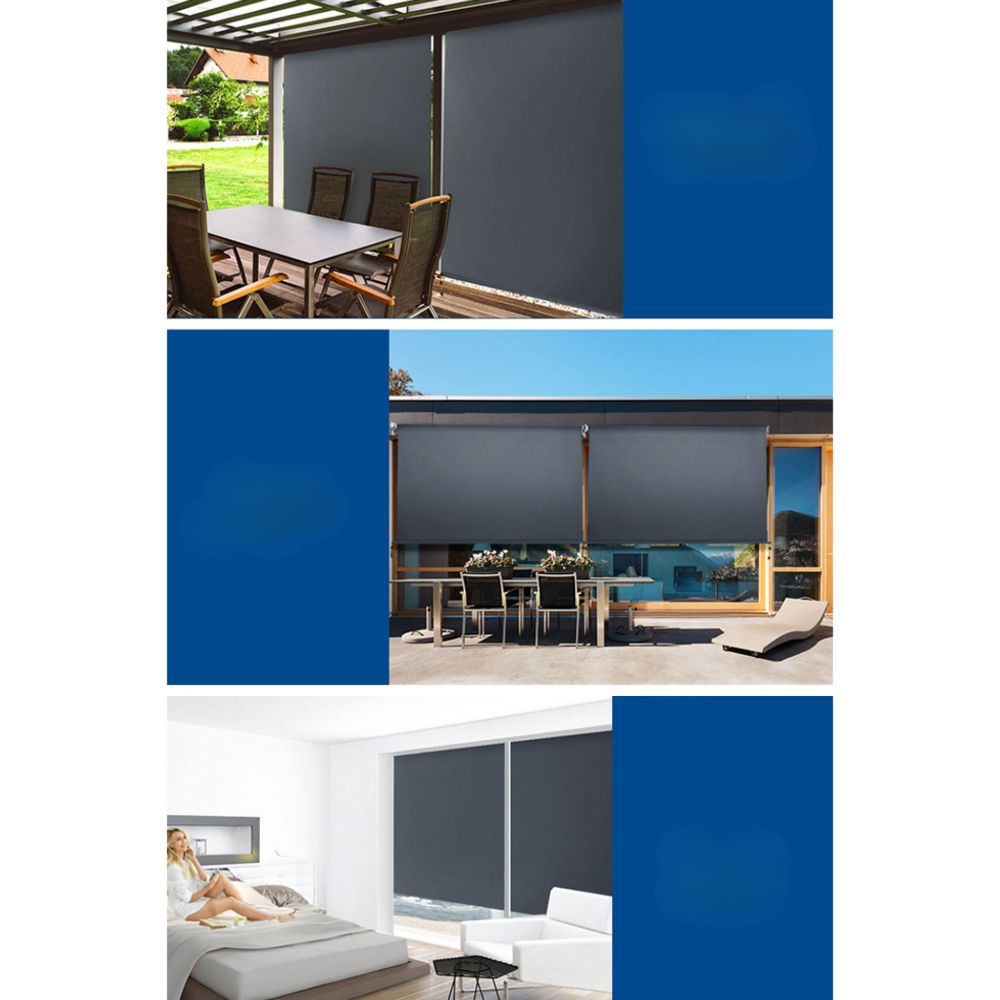 Outdoor Blind Roll Down Retractable Window Shade - 2.4x2.5m