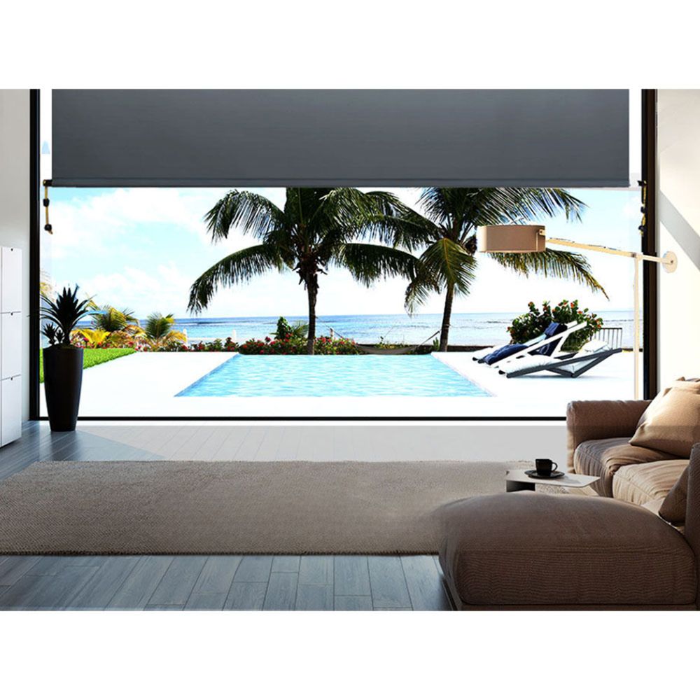 Outdoor Blind Roll Down Retractable Window Shade - 2.4x2.5m