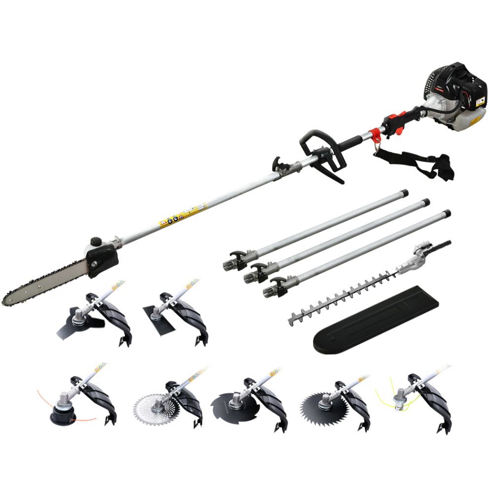 Garden Pole Multi Tool Chainsaw Petrol Hedge Trimmer Brush Cutter - Black