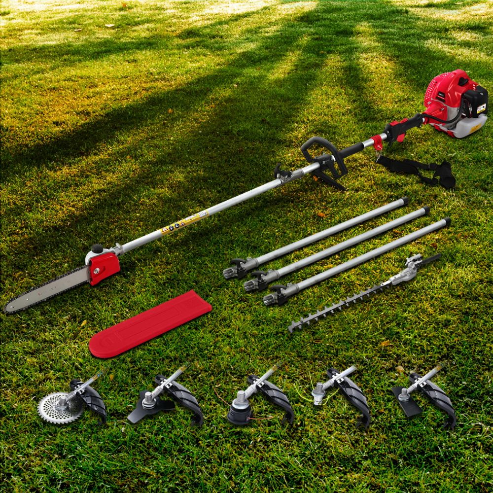 Garden Pole Chainsaw Petrol Brush Hedge Cutter Trimmer - Red