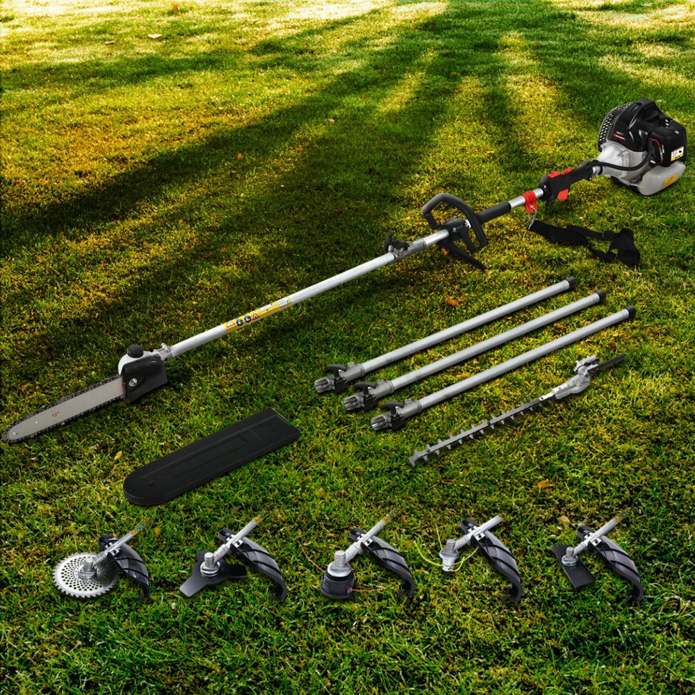 Garden Pole Chainsaw Petrol Brush Hedge Cutter Trimmer - Black