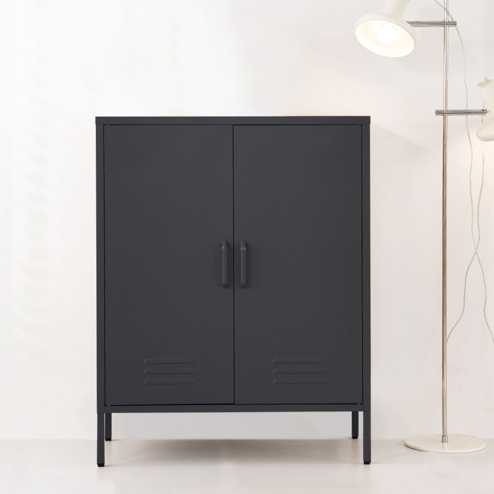 Buffet Sideboard Locker Metal Storage Cabinet - Charcoal