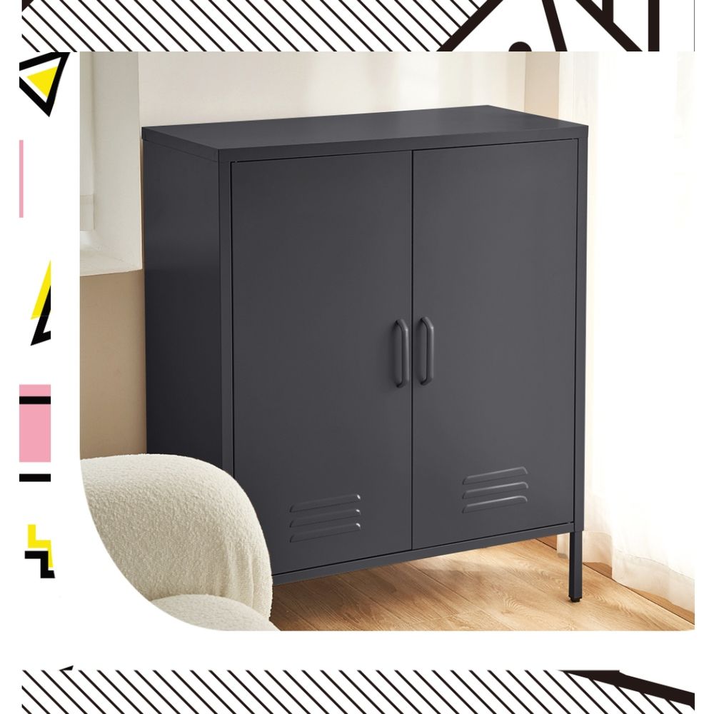 Buffet Sideboard Locker Metal Storage Cabinet - Charcoal