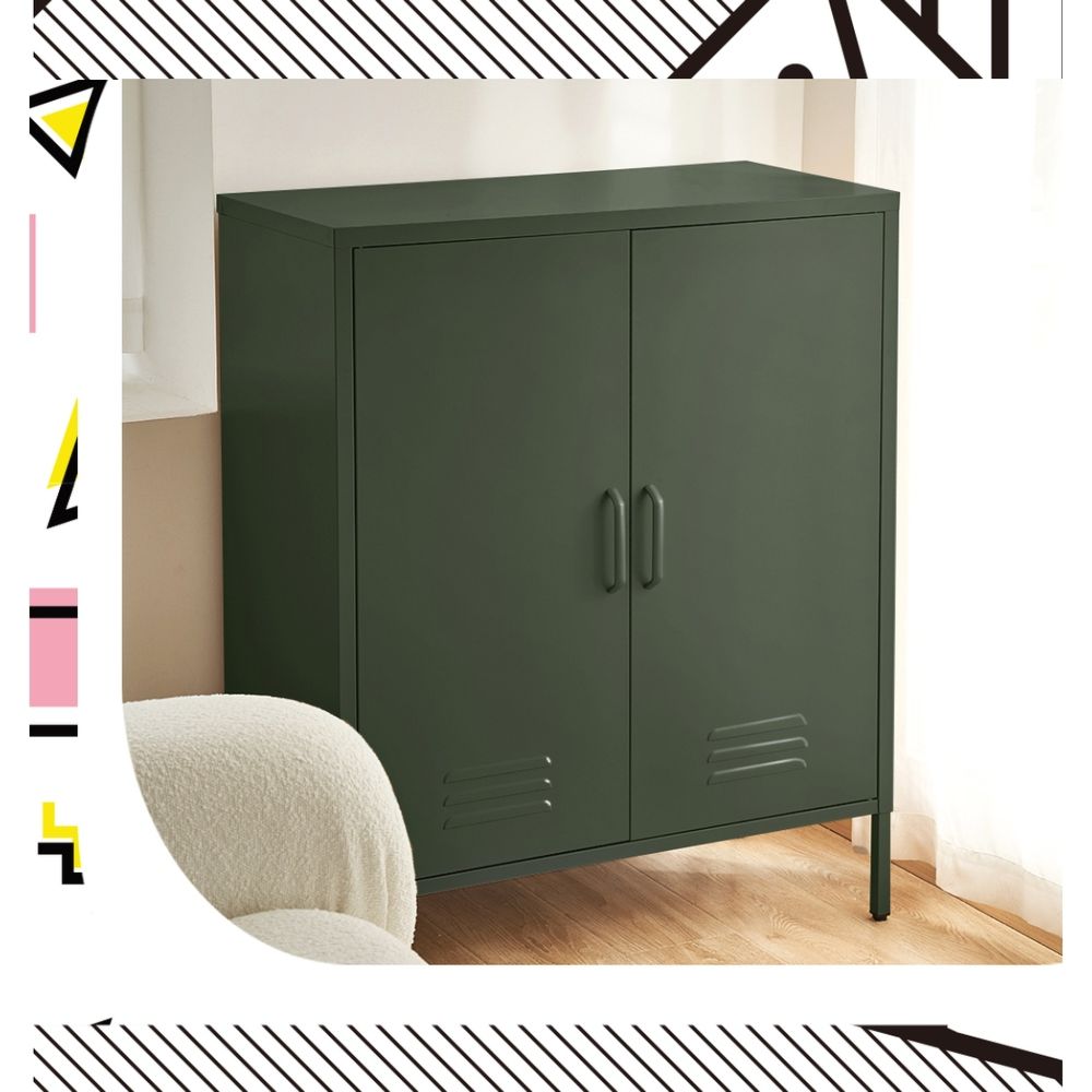 Buffet Sideboard Locker Metal Storage Cabinet - Green