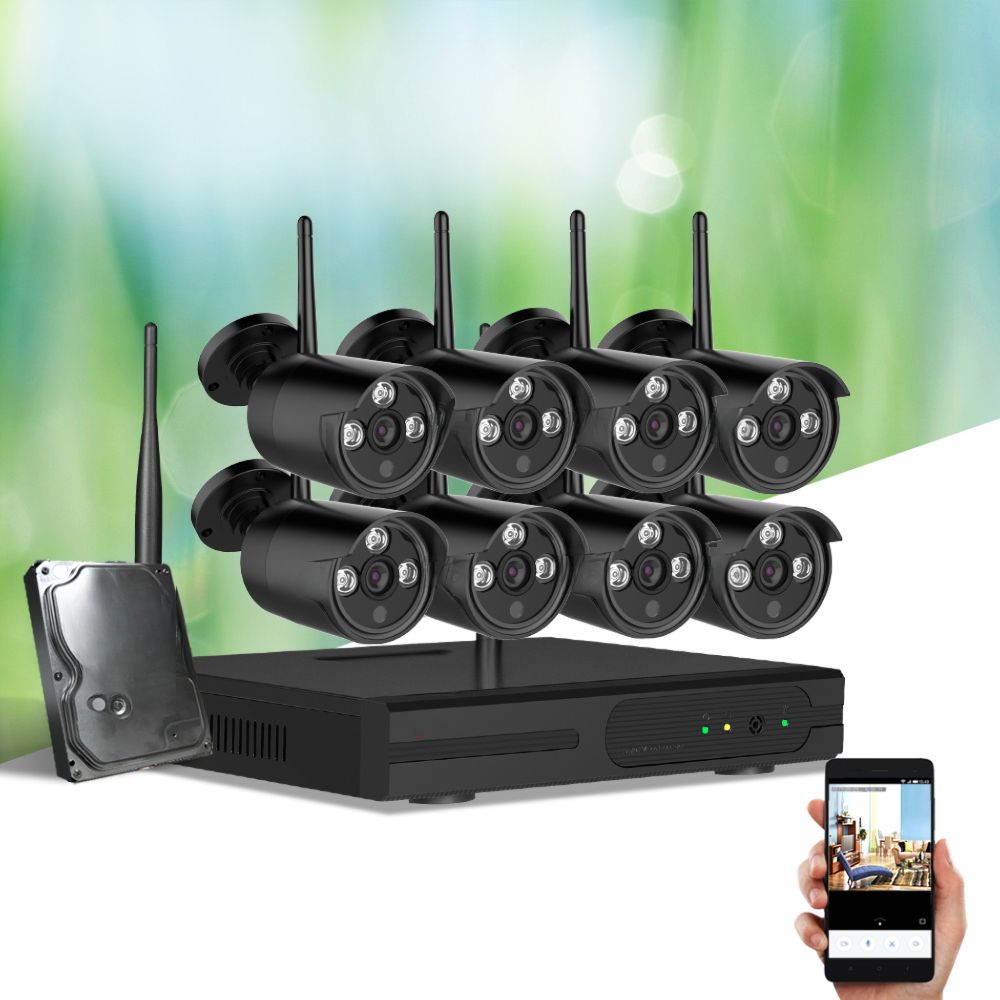 Wireless CCTV Home Security Camera System WIFI Outdoor 8CH 3MP NVR 4TB