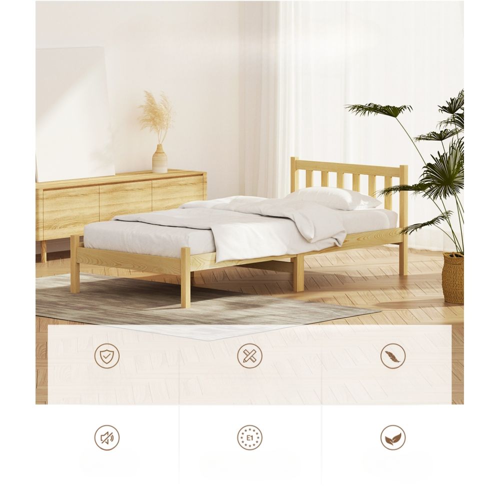 Bed Frame Wooden Single Size Pine Timber Mattress Base OAK