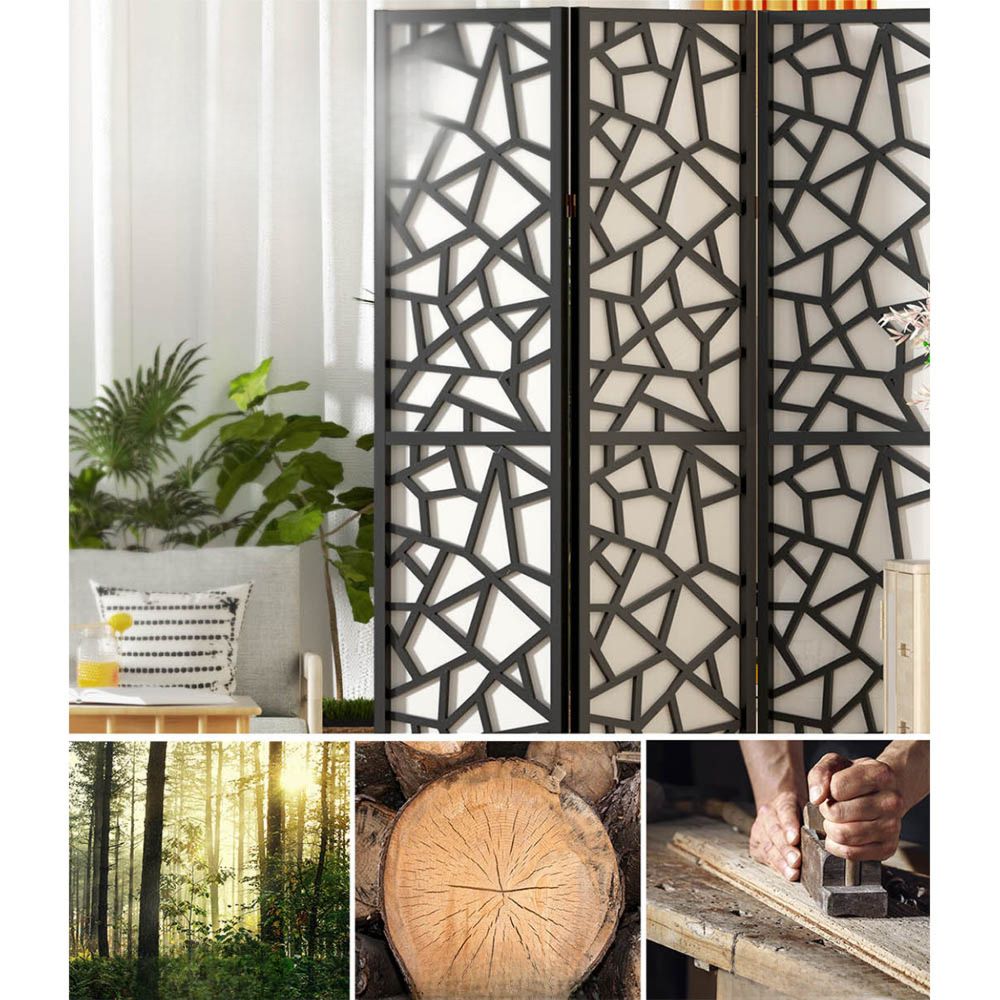 Room Divider Screen Privacy Wood Dividers Stand 8 Panel Black