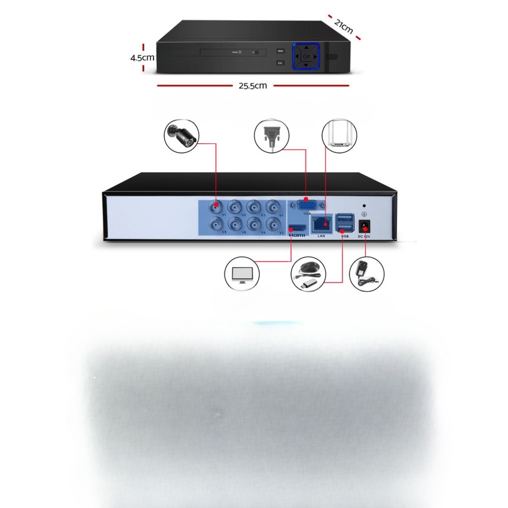 CCTV Camera Home Security System Outdoor 1080P 8CH DVR 4TB Hard Drive