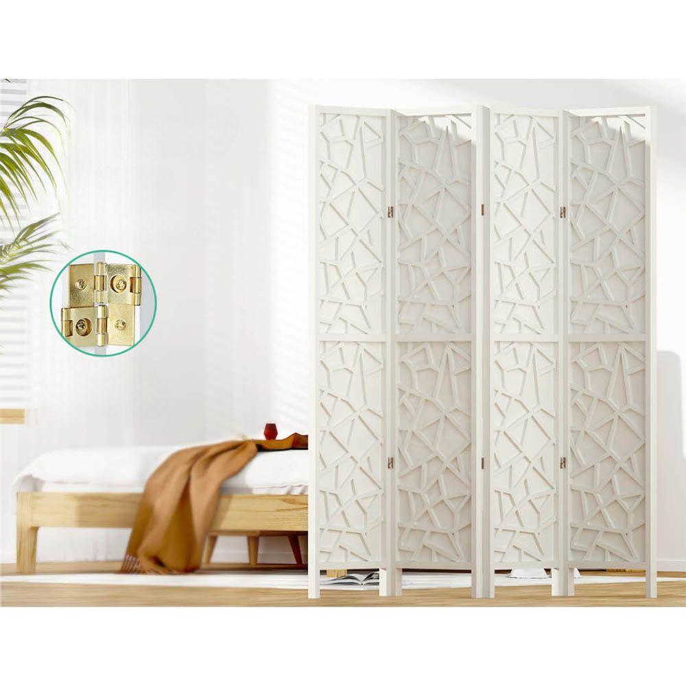 Room Divider Screen Privacy Wood Dividers Stand 4 Panel White