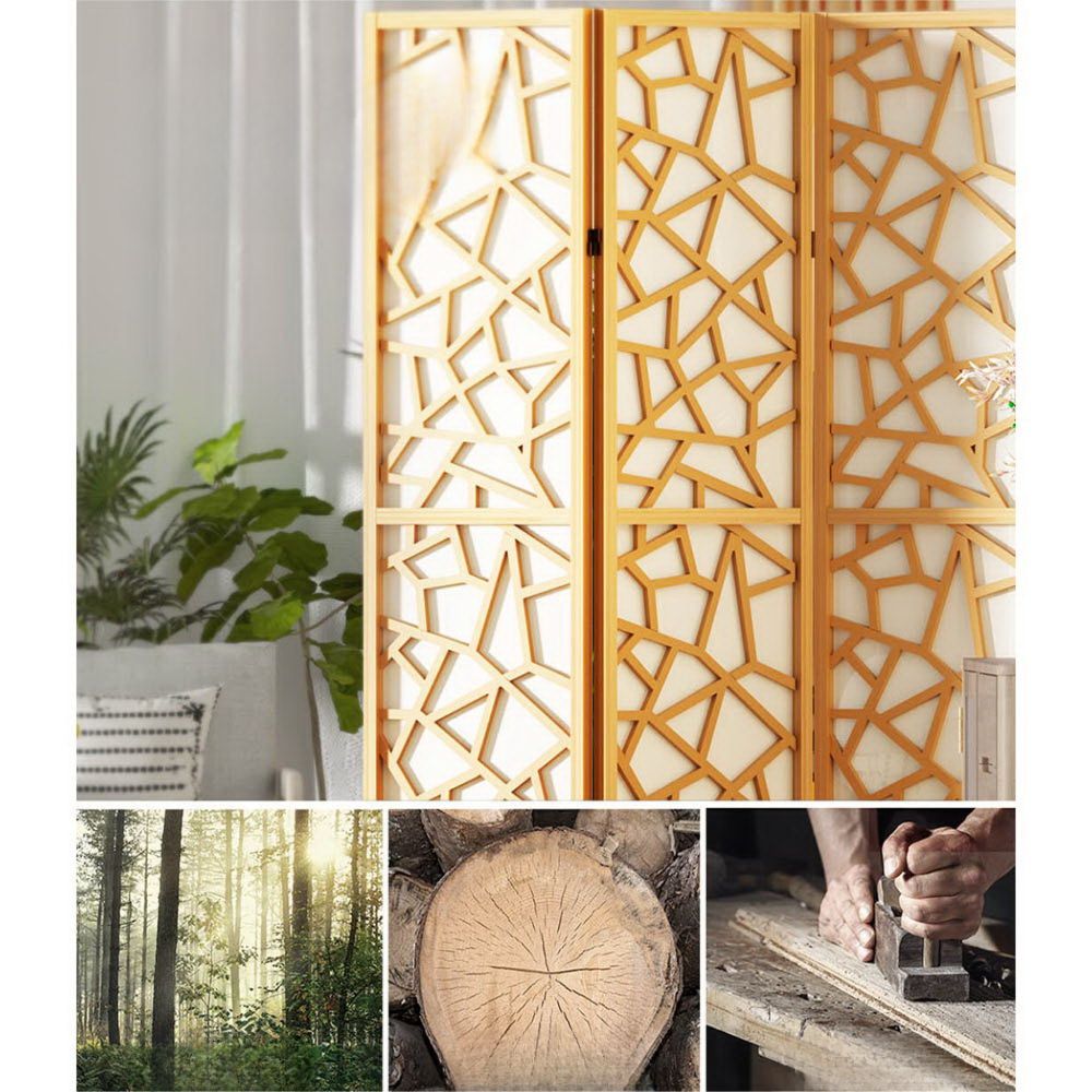Room Divider Screen Privacy Wood Dividers Stand 4 Panel Natural
