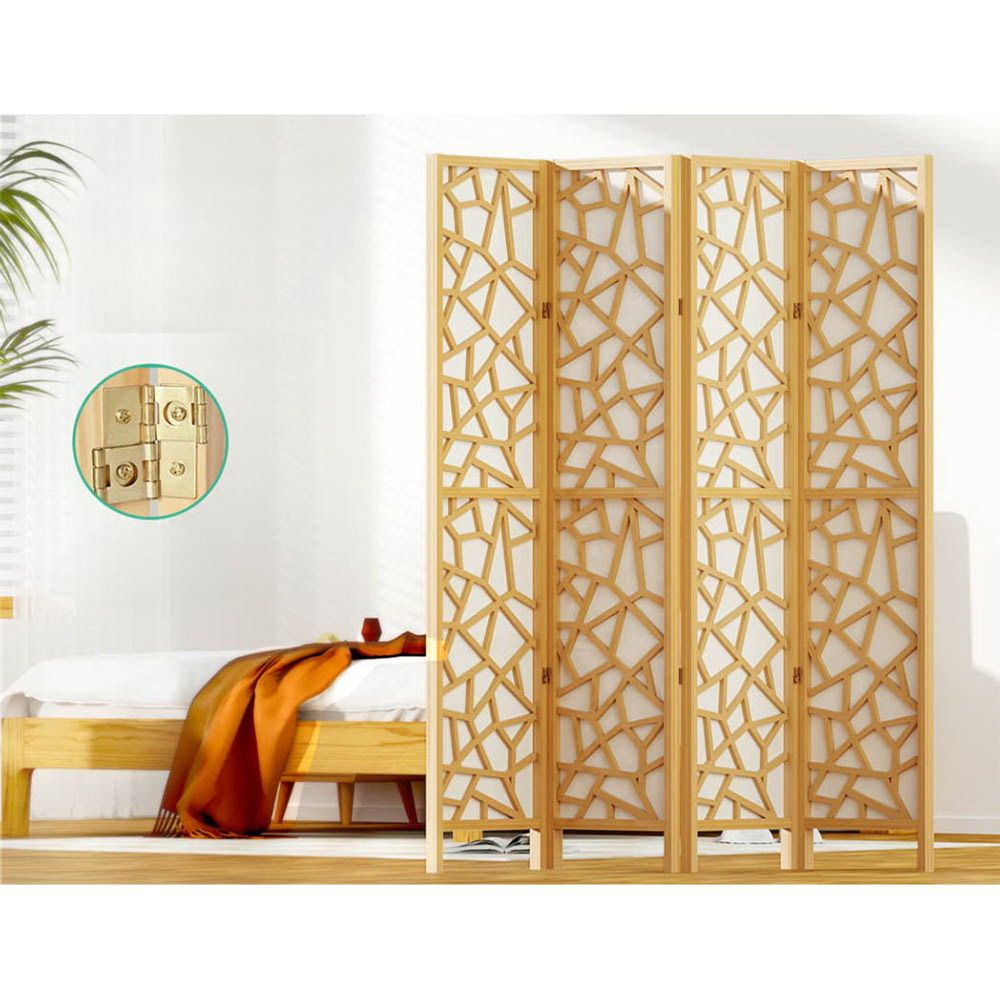 Room Divider Screen Privacy Wood Dividers Stand 4 Panel Natural