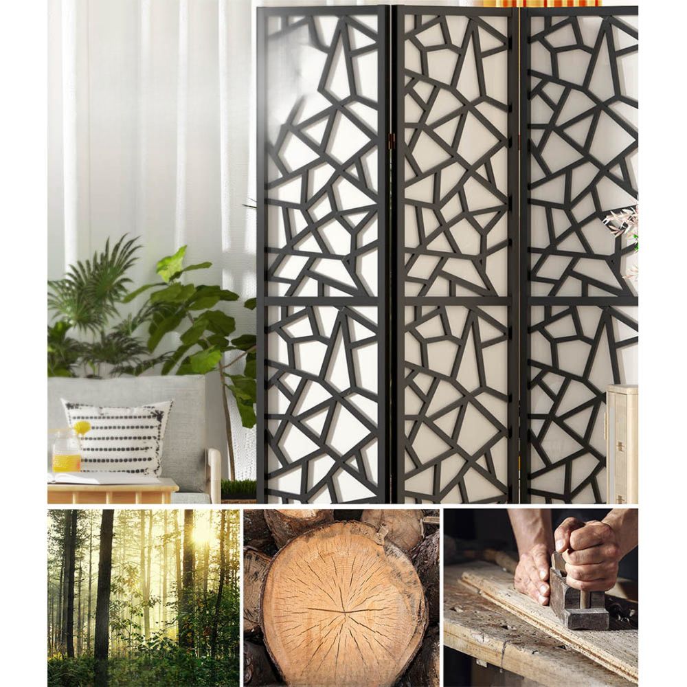 Room Divider Screen Privacy Wood Dividers Stand 4 Panel Black