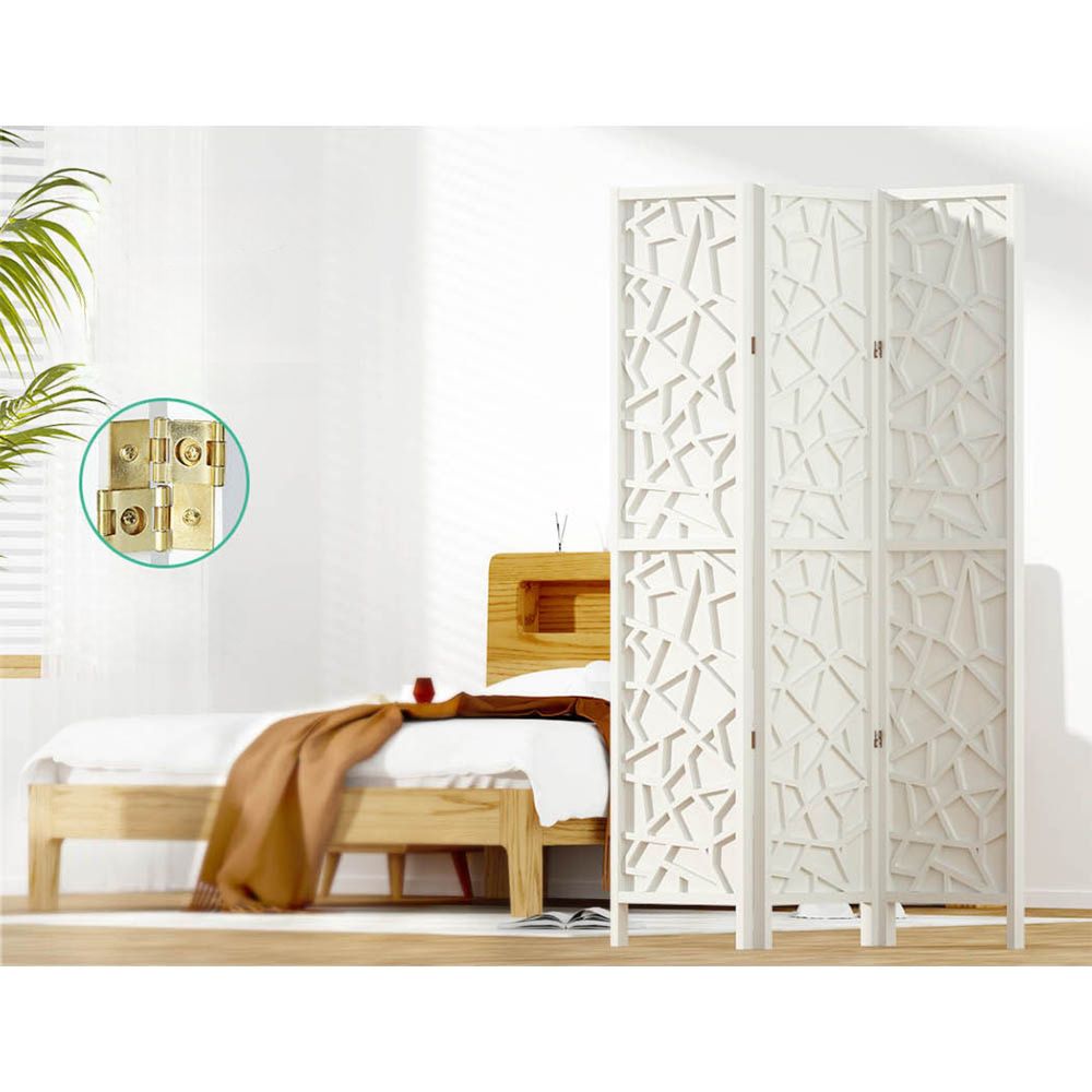 Room Divider Screen Privacy Wood Dividers Stand 3 Panel White