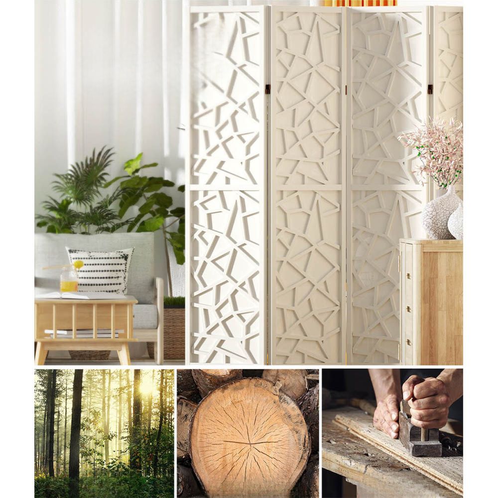 Room Divider Screen Privacy Wood Dividers Stand 8 Panel White