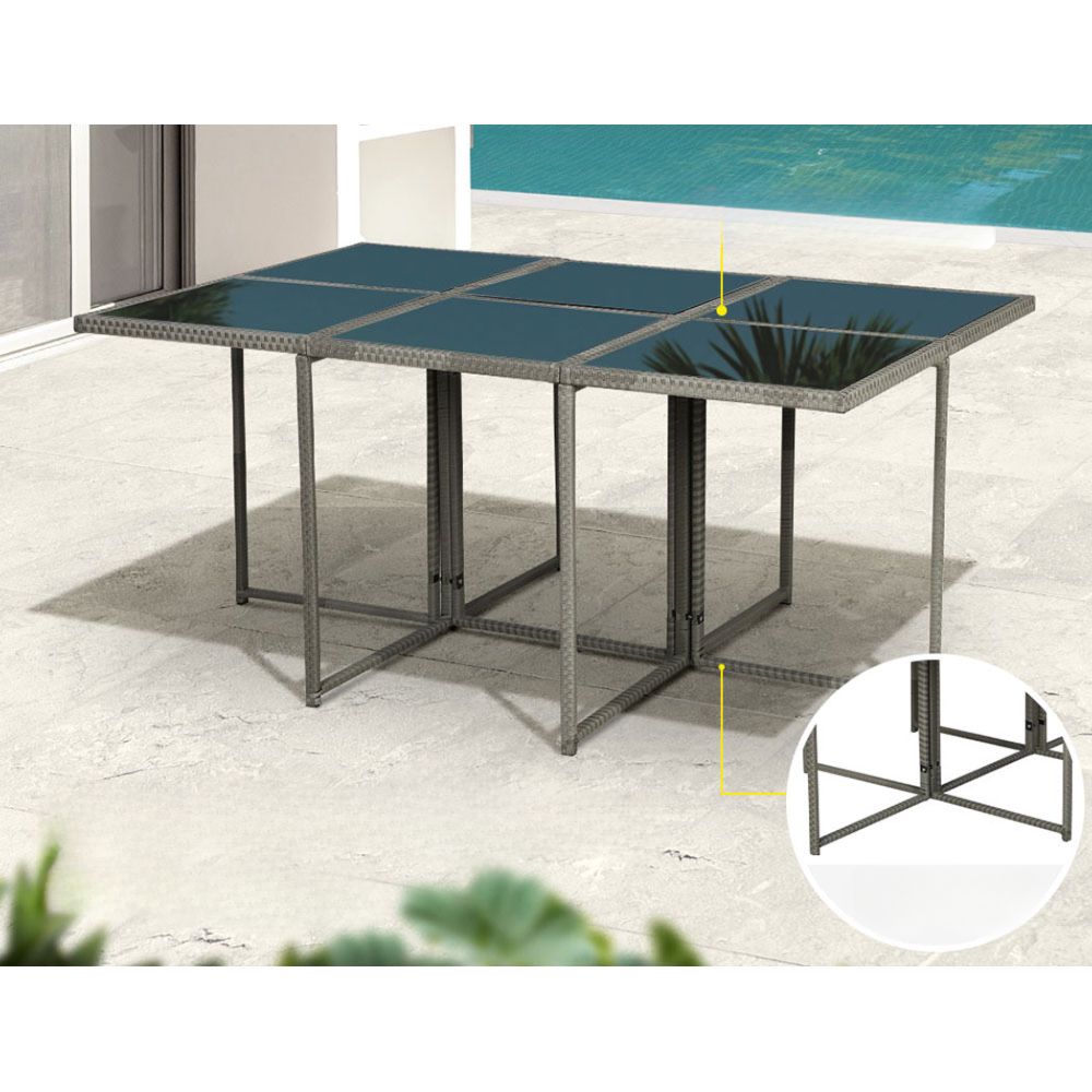 Garden Outdoor Dining Set Table Chairs Patio Furniture Lounge Set - 11pcs