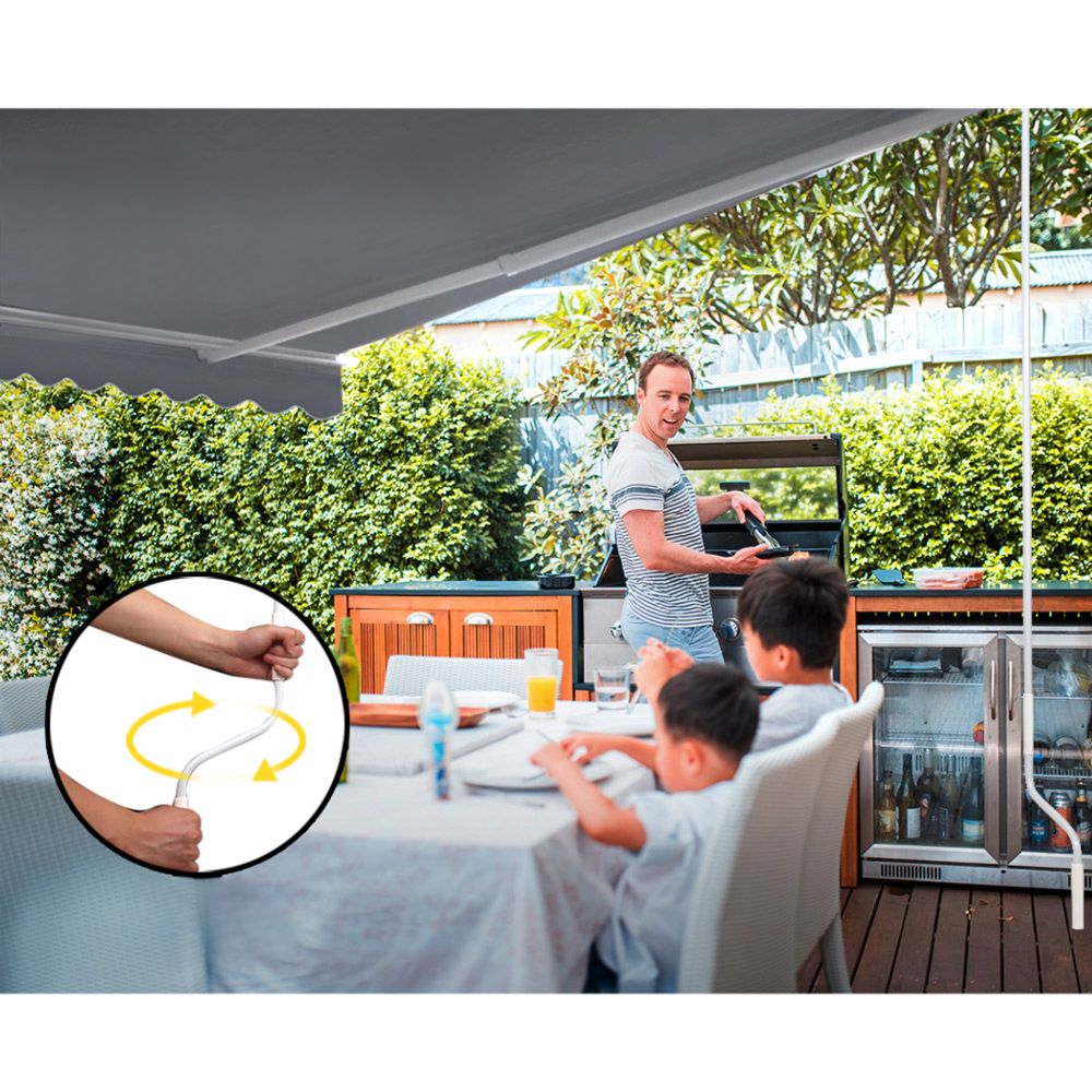 Awning Outdoor Patio Retractable Folding Arm Pearl Grey - 4x2.5m