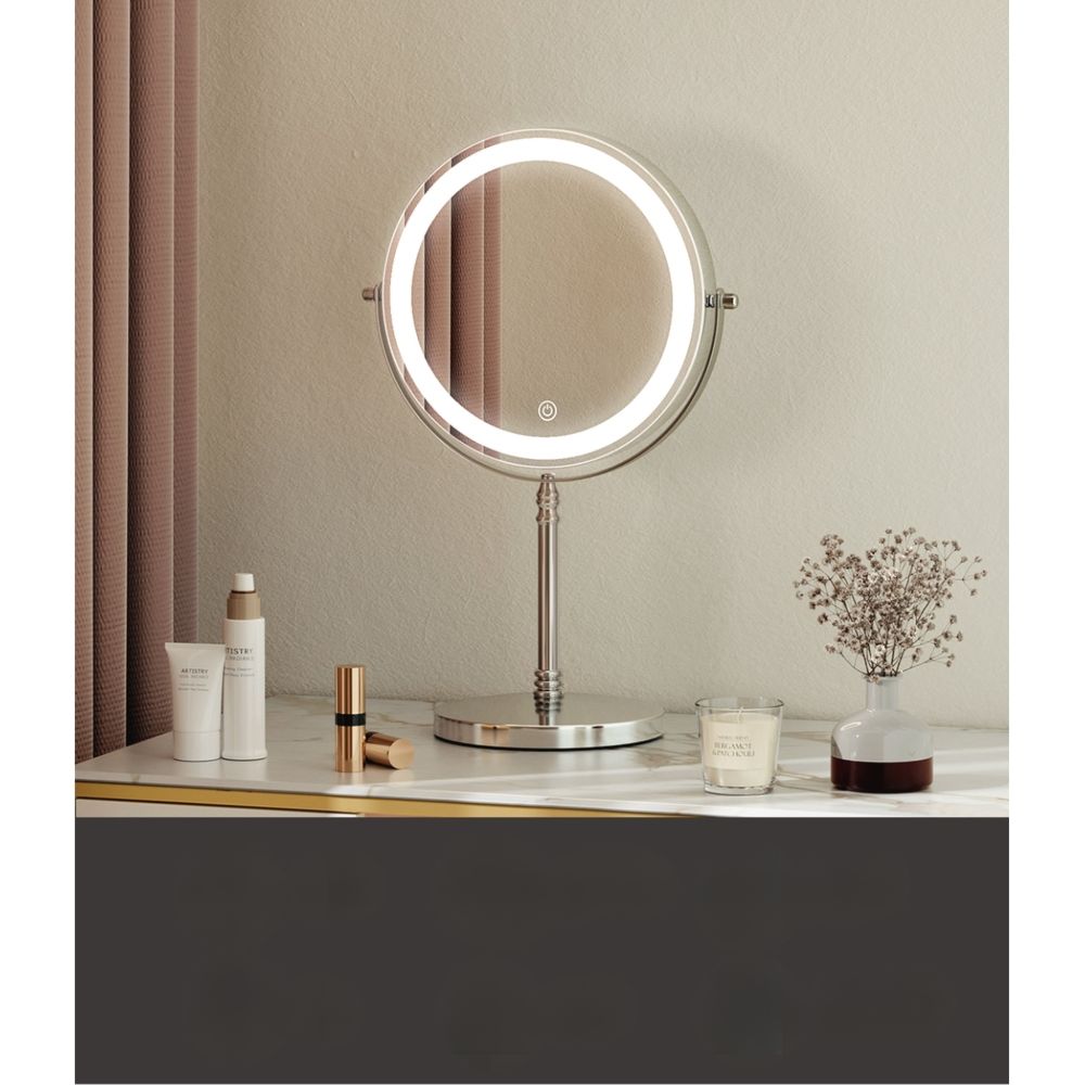 Makeup LED Light Cosmetic Round 360 Rotation Magnifying Mirror - White