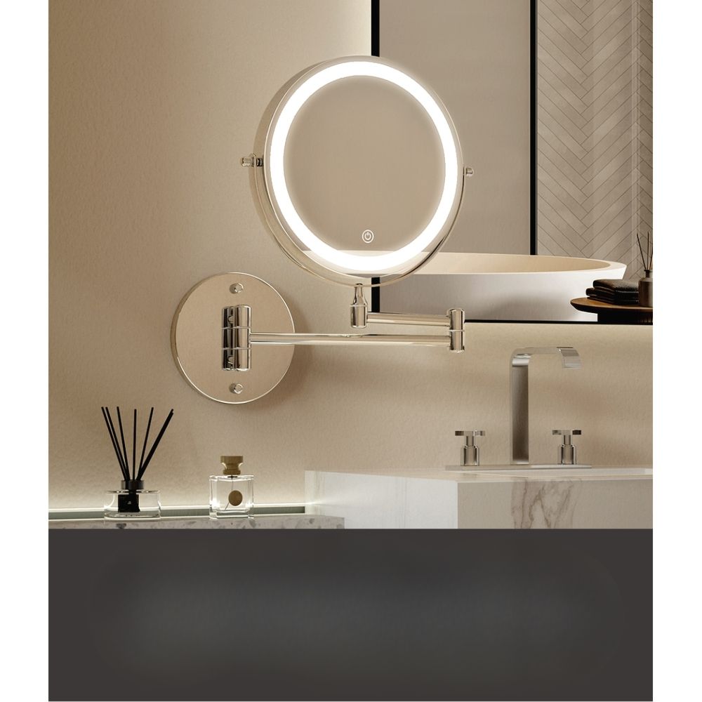Extendable Makeup Double-Sided Bathroom Magnifying Mirror - White
