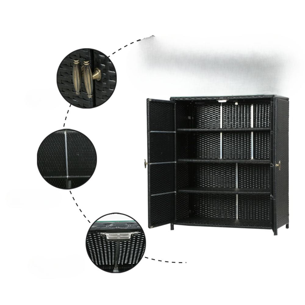 Outdoor Storage Cabinet Garage Shelf Chest Garden Shed Tools - Black