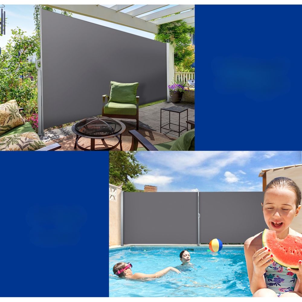 Sun Awning Shade Outdoor Retractable Screen Grey - 1.4x3m