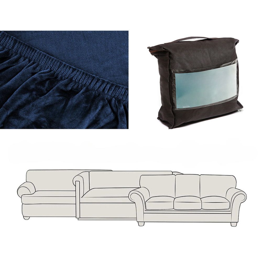 Velvet Sofa Cover Plush Couch Cover Lounge Slipcover 4 Seater Sapphire