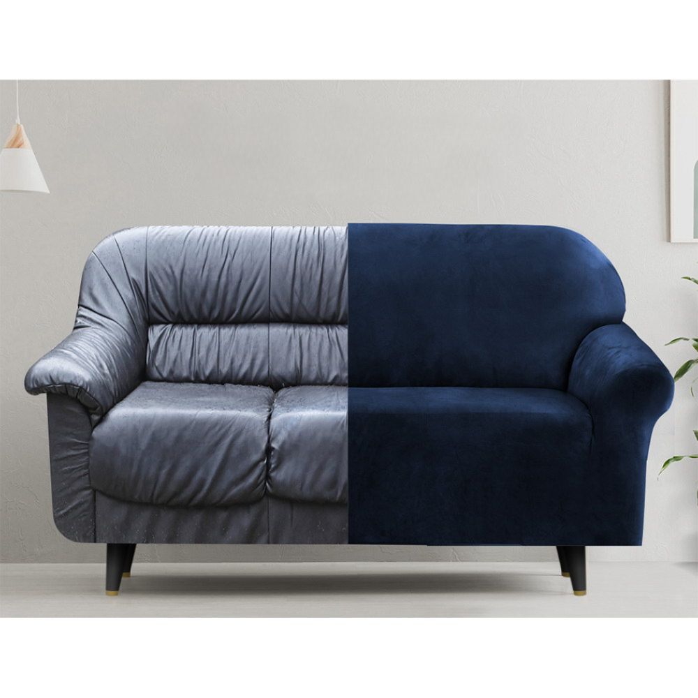 Velvet Sofa Cover Plush Couch Cover Lounge Slipcover 4 Seater Sapphire