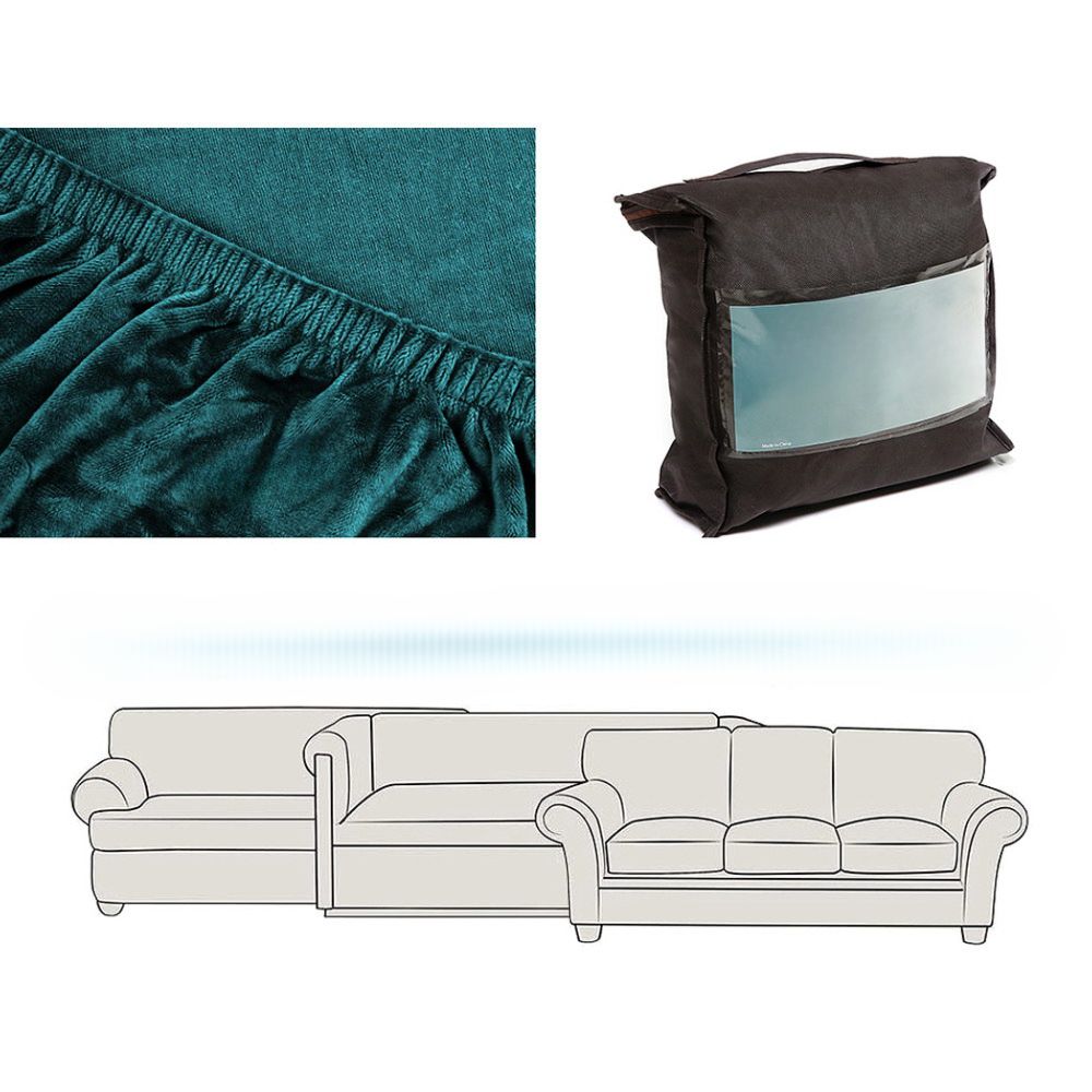 Velvet Sofa Cover Plush Couch Cover Lounge Slipcover 4 Seater Agate Green
