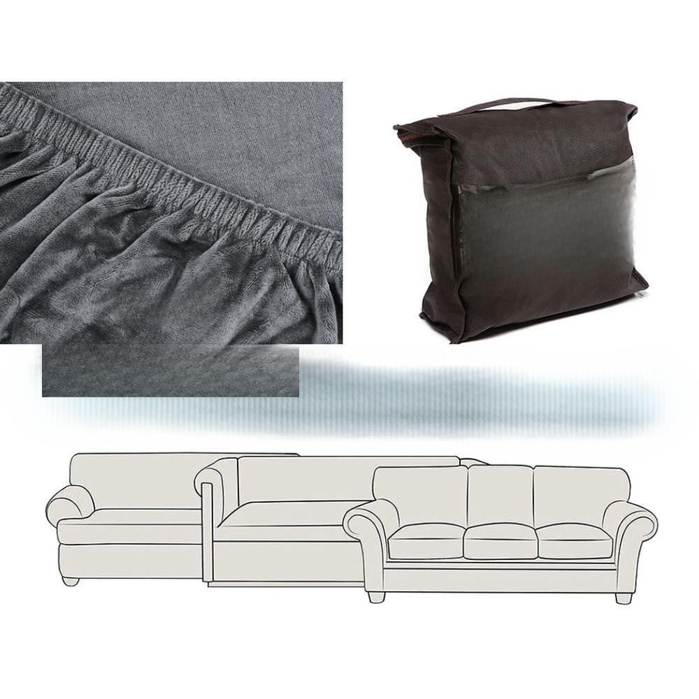 Velvet Sofa Cover Plush Couch Cover Lounge Slipcover 4 Seater Grey