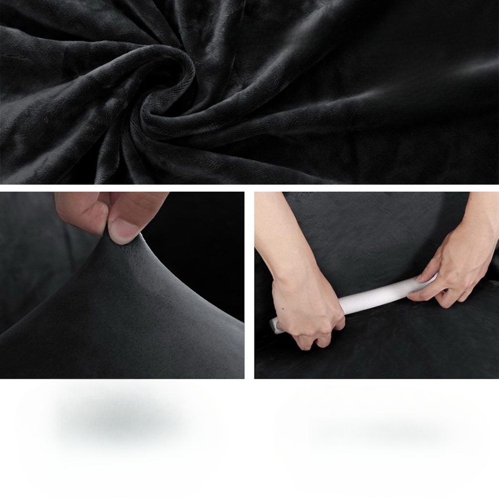 Velvet Sofa Cover Plush Couch Cover Lounge Slipcover 4 Seater Black