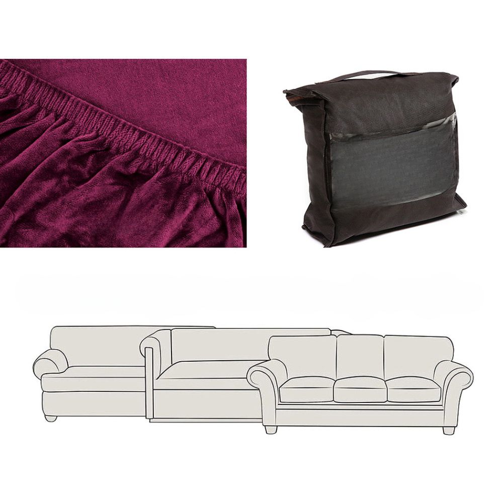 Velvet Sofa Cover Plush Couch Cover Lounge Slipcover 3 Seater Ruby Red